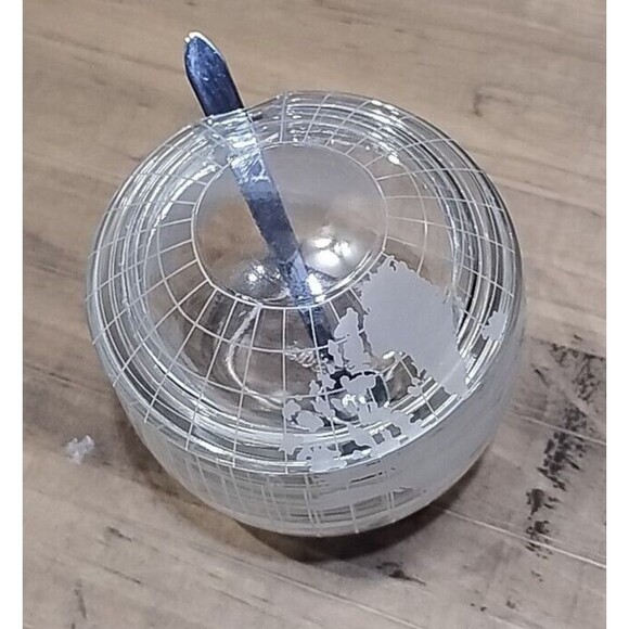 Nestle Nescafe Clear Glass Etched Globe World Coffee Mug-Set Of 4 Vintage - Picture 4 of 10